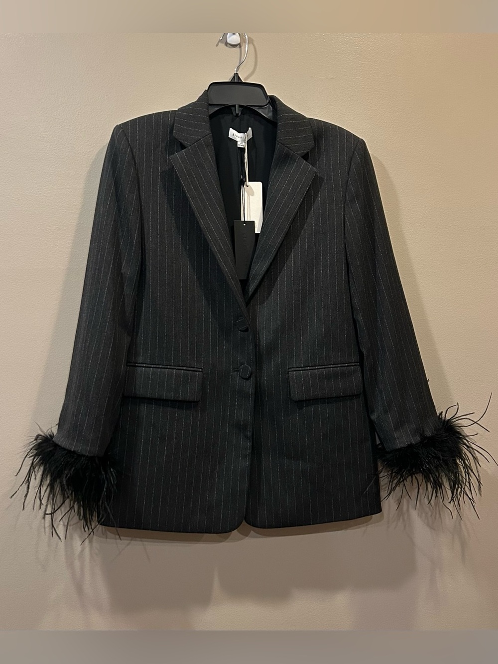 Nastia Liukin for Gianni Bini Val Removable Feather Trim Blazer